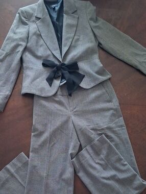 Mexx Gray Checked Women's Suit with Black Waist Tie